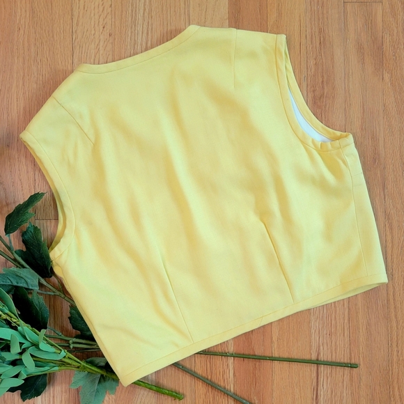 🐥 VTG Yellow & White 2-Pc Embroidered Dress Jacket Set Sz M - Picture 9 of 14